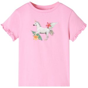 T-shirt manga curta para criança rosa-choque 128