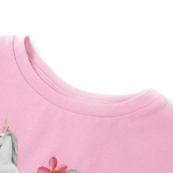 T-shirt manga curta para criança rosa-choque 128 - Image 3