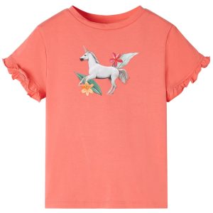 T-shirt manga curta para criança cor coral 116