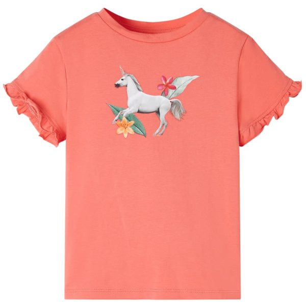 T-shirt manga curta para criança cor coral 116