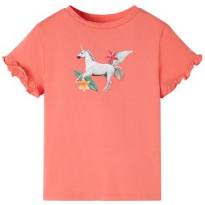 T-shirt manga curta para criança cor coral 140