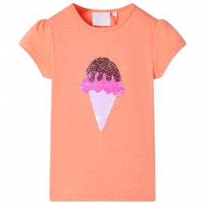 T-shirt para criança laranja-néon 128