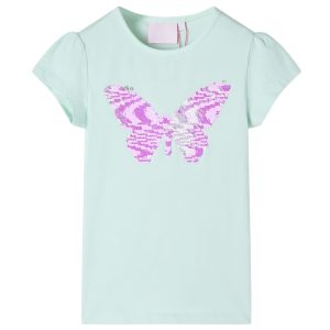 T-shirt de manga curta para criança menta-claro 128
