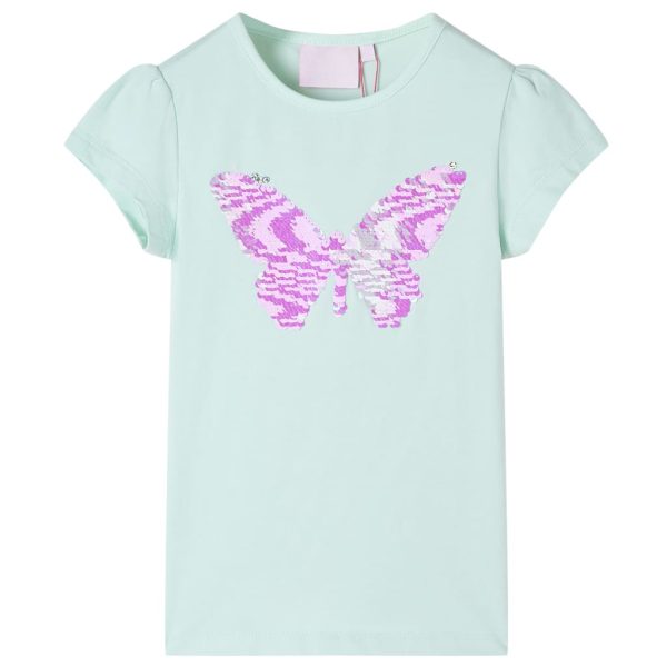 T-shirt de manga curta para criança menta-claro 128