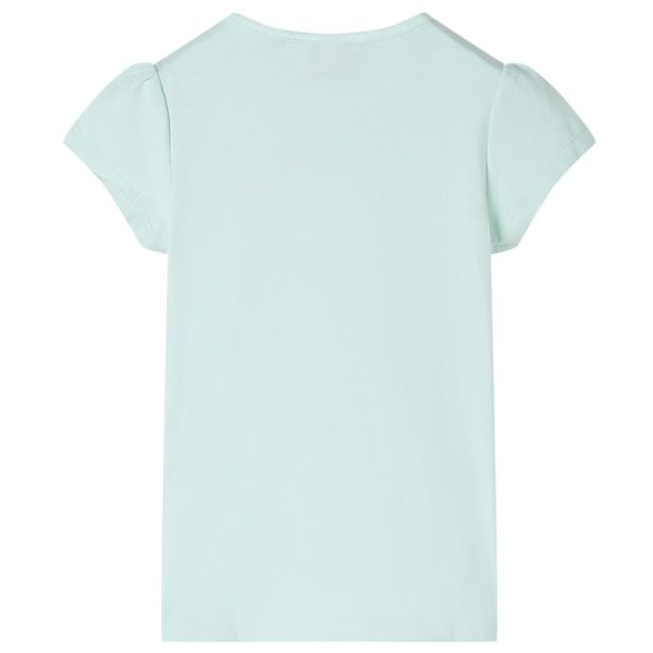 T-shirt de manga curta para criança menta-claro 128 - Image 2