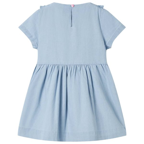 Vestido de criança com folhos azul-suave 104 - Image 2