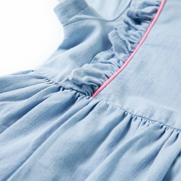 Vestido de criança com folhos azul-suave 104 - Image 4