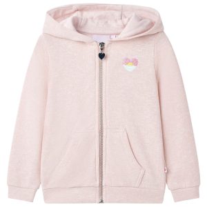 Sweatshirt para criança com capuz e fecho mistura de rosa claro 92