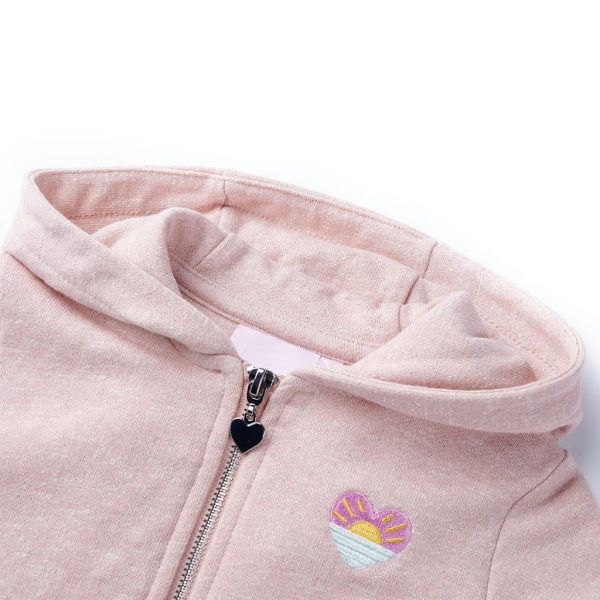 Sweatshirt para criança com capuz e fecho mistura de rosa claro 92 - Image 3