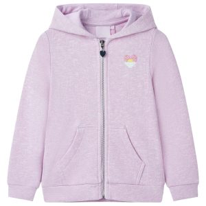 Sweatshirt para criança com capuz e fecho mistura de lila 128