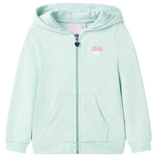 Sweatshirt para criança com capuz e fecho menta-claro misto 92