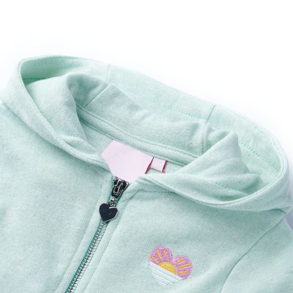 Sweatshirt para criança com capuz e fecho menta-claro misto 92 - Image 3