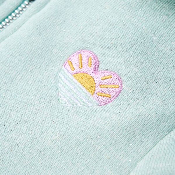 Sweatshirt para criança com capuz e fecho menta-claro misto 92 - Image 4