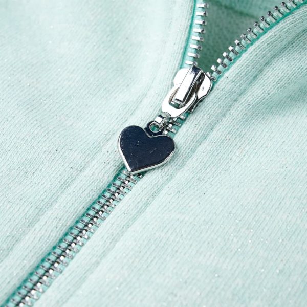 Sweatshirt para criança com capuz e fecho menta-claro misto 92 - Image 5