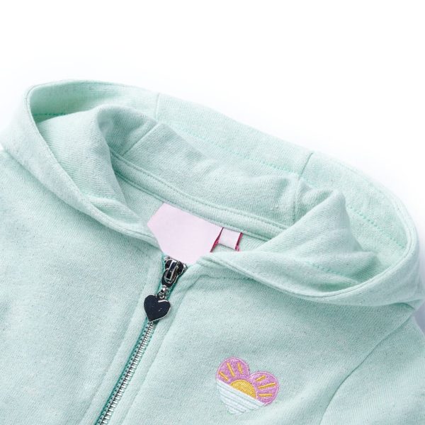 Sweatshirt para criança com capuz e fecho menta-claro misto 104 - Image 3