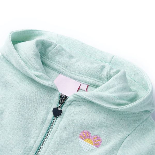 Sweatshirt para criança com capuz e fecho menta-claro misto 116 - Image 3
