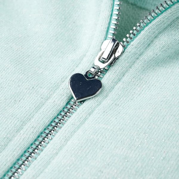 Sweatshirt para criança com capuz e fecho menta-claro misto 128 - Image 5