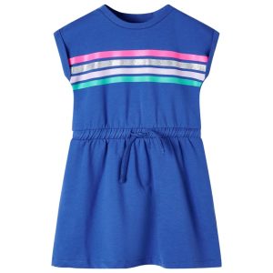 Vestido de criança com cordão azul-cobalto 92