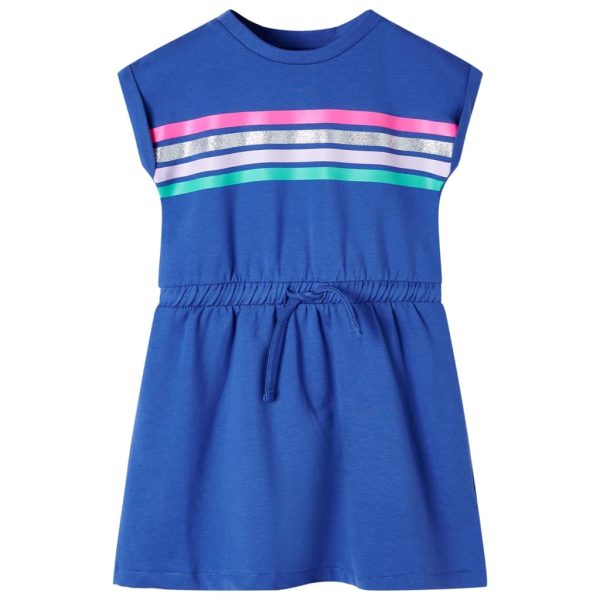 Vestido de criança com cordão azul-cobalto 92