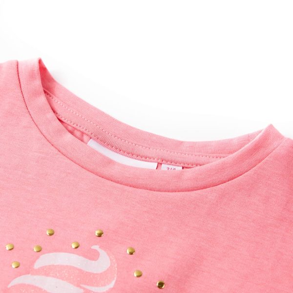 T-shirt de criança rosa-brilhante fluorescente 128 - Image 3