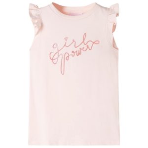 T-shirt para criança manga com folhos rosa-suave 116