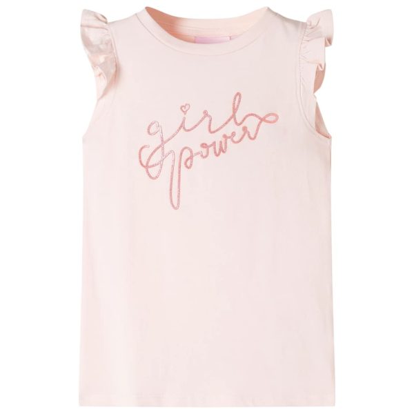 T-shirt para criança manga com folhos rosa-suave 116