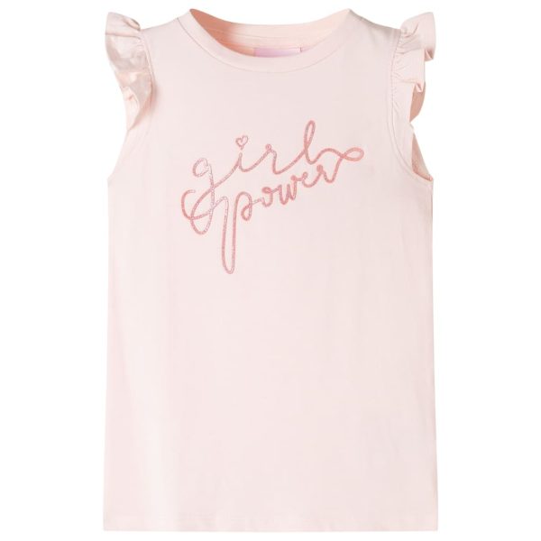T-shirt para criança manga com folhos rosa-suave 140