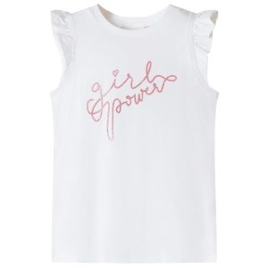 T-shirt para criança manga com folhos cor cru 104