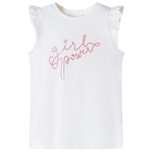T-shirt para criança manga com folhos cor cru 140