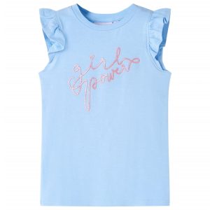 T-shirt para criança manga com folhos azul-claro 92