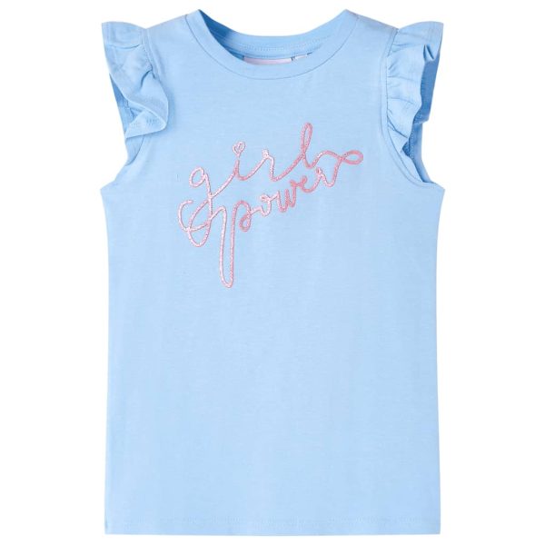 T-shirt para criança manga com folhos azul-claro 116