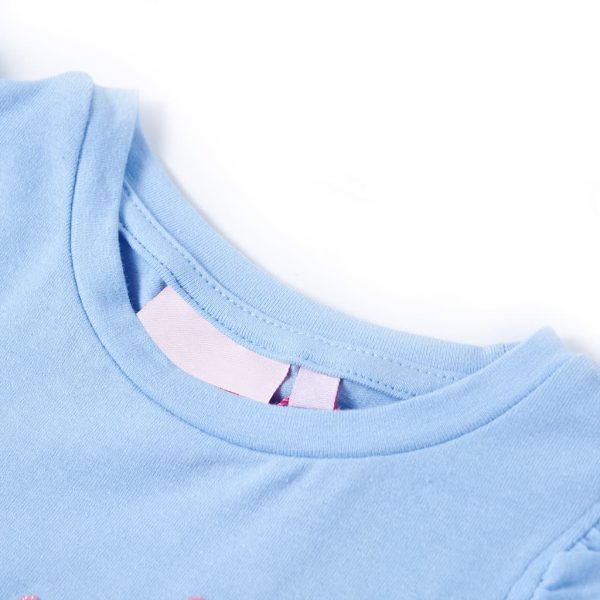 T-shirt para criança manga com folhos azul-claro 128 - Image 3