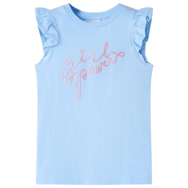 T-shirt para criança manga com folhos azul-claro 140