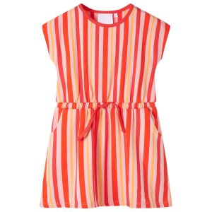 Vestido de criança com cordão rosa e vermelho 116