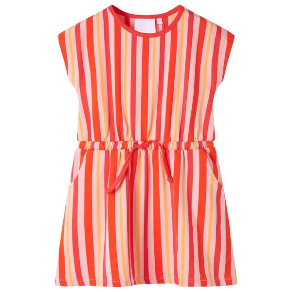 Vestido de criança com cordão rosa e vermelho 116