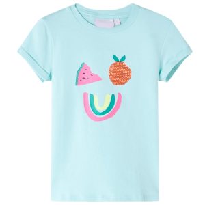 T-shirt de criança ciano-claro 140