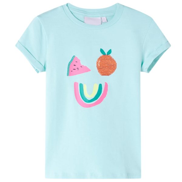 T-shirt de criança ciano-claro 140