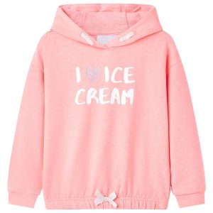 Sweatshirt para criança com capuz rosa-brilhante 104