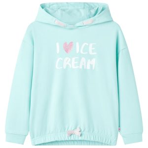 Sweatshirt para criança com capuz ciano-claro 92