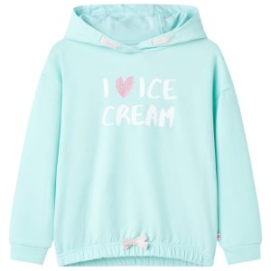 Sweatshirt para criança com capuz ciano-claro 116