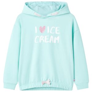 Sweatshirt para criança com capuz ciano-claro 140
