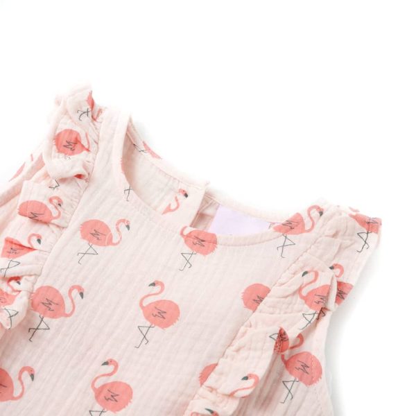 Vestido de criança com folhos rosa-suave 92 - Image 3