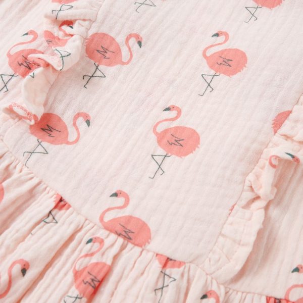 Vestido de criança com folhos rosa-suave 92 - Image 4