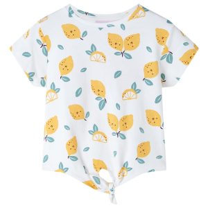 T-shirt infantil com cintura de atar cor cru 104