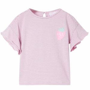 T-shirt para criança manga com folhos lilás 128