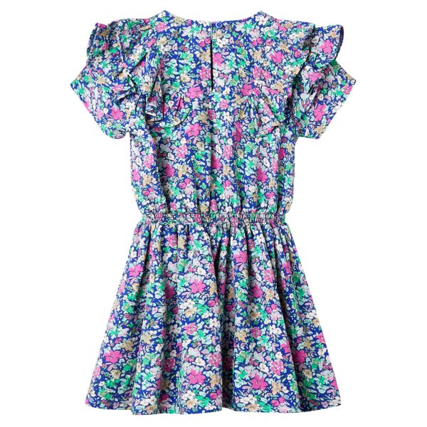 Vestido de manga com folhos para criança azul-cobalto 140 - Image 2