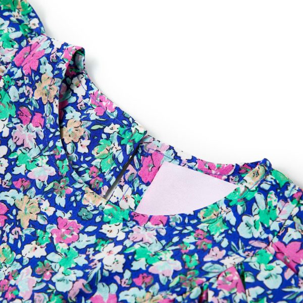 Vestido de manga com folhos para criança azul-cobalto 140 - Image 3