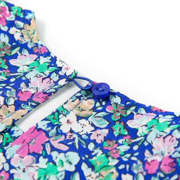 Vestido de manga com folhos para criança azul-cobalto 140 - Image 6