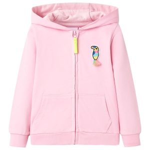Sweatshirt para criança com capuz e fecho rosa-brilhante 104