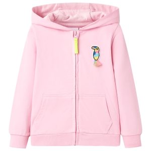 Sweatshirt para criança com capuz e fecho rosa-brilhante 116